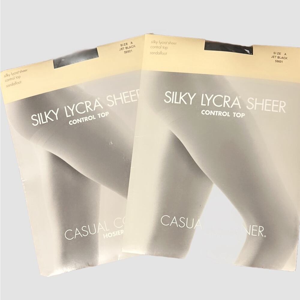 NWT Casual Corner Control Top Hosiery Black Silky‎ Lycra Sheer Size A & B Bundle